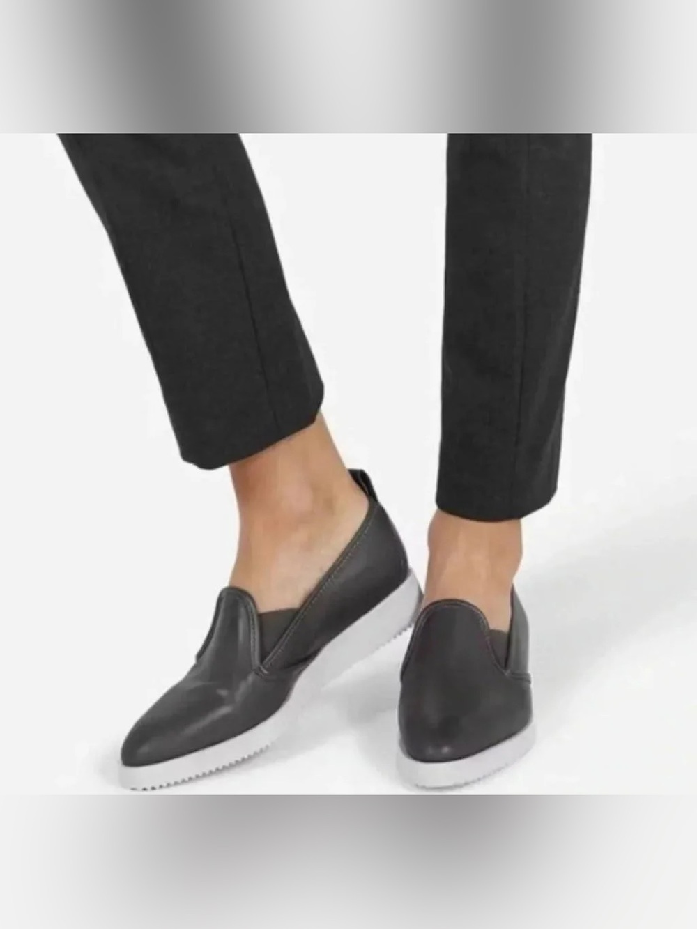 Everlane Size 9 The Leather Black Street Pointy Slip On Shoe